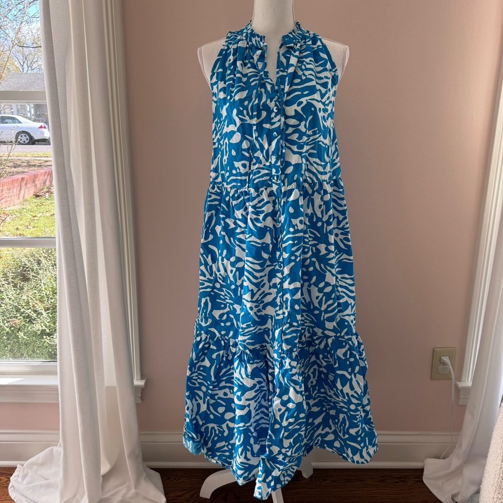 OLIVIA JAMES The Label Ro Sleeveless Maxi Dress Blue Seaweed Ocean Size M - Picture 1 of 7